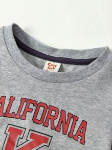 Cozy Pixies Baby Boy Letter Printed Round Neck Short Sleeve Top & Casual Shorts 2pcs/Set - Grey - View 6