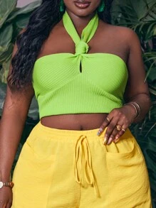 Slaydiva Top De Punto Slim Con Correa De Lana Para Mujeres De Talla Grande Para Vacaciones Y Ocio