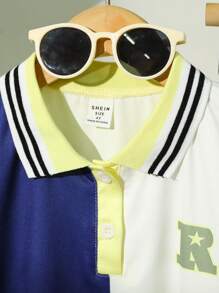 SHEIN Young Boys Classic Color-Block Polo Shirt Casual Outfit