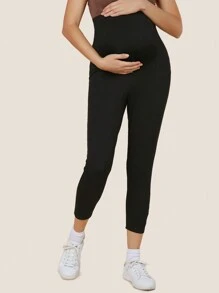 SHEIN Maternity Adjustable Waist Leggings - Black - View 4