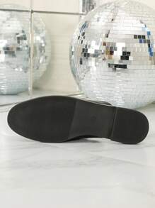 Giày mules mũi nhọn màu vàng dành cho nữ mùa thu/đông, dép lê nửa đế thường và giày lười, giày bệt - màu đen - Xem 7