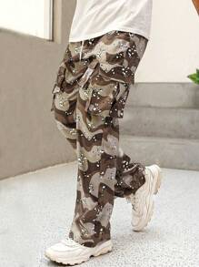 Manfinity Homme Loose Fit Men's Allover Printed Cargo Pants With Flap Pockets - Multicolor - View 3