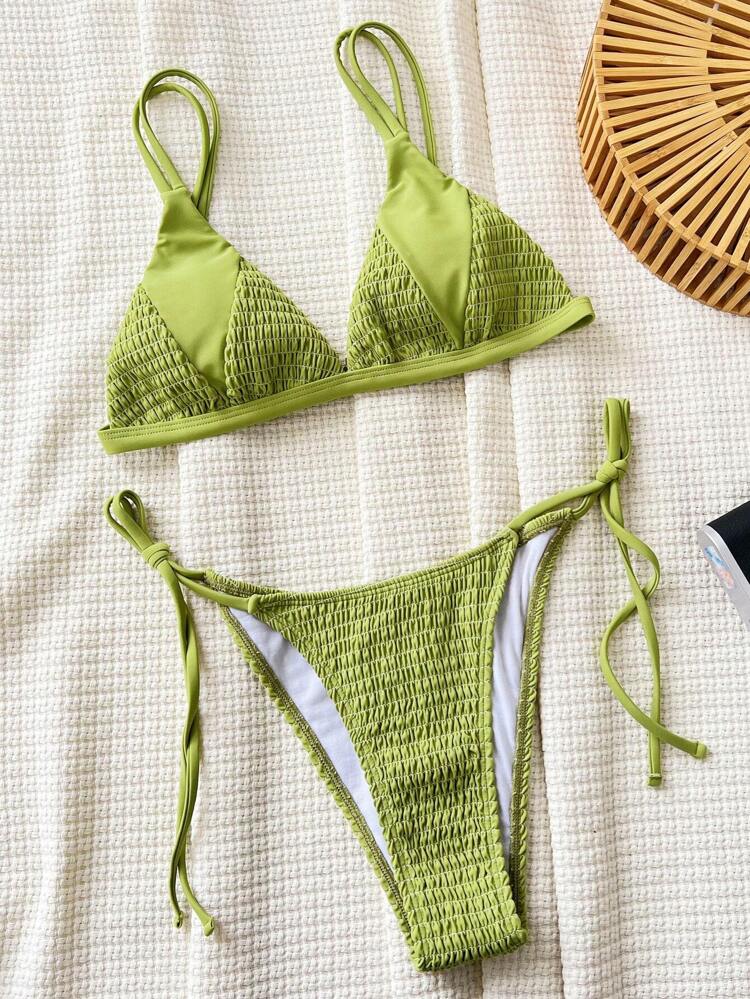 Push-Up V-Neck Bikini Set, Two-Piece Bikini Set Summer Beach