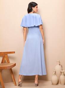 Mulvari Robe De Taille Cintrée Décorée De Volants De Couleur Solide Pour Femmes