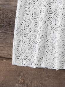 SHEIN Swim Váy thêu rỗng - trắng - Xem 8