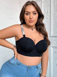 Sujetador De Talla Grande Con Letras En Jacquard Y Soporte Con Aros