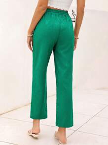 Aveloria Solid Drawstring Waist Straight Leg Pants Fall Cloth For Women