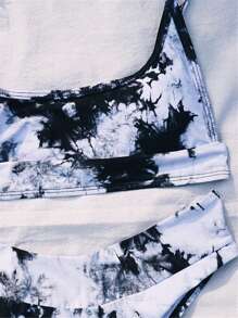 SHEIN Swim Summer Beach Women's Tie-Dye Bikini Set - Black - View 3