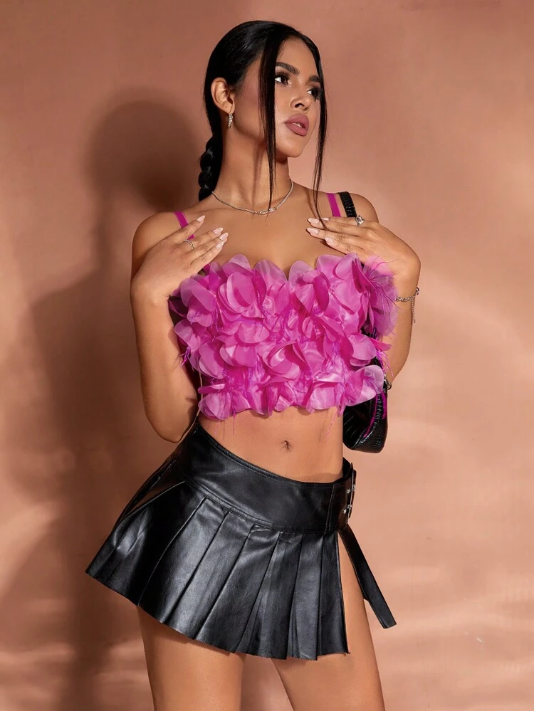 3d Flower Detail Short Women's Camisole Top