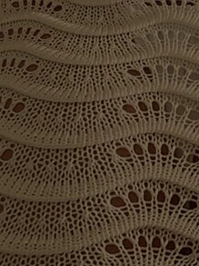 SHEIN Swim Hollow Out Drawstring Knit Wrap Skirt Cover Up Summer - Khaki - View 5