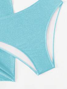 Swim SXY Set 3 bộ bikini cổ yếm nữ đi biển mùa hè - Màu xanh nhạt - Xem 4