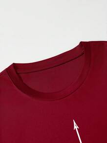 Manfinity Dauomo Men's Compass Mountain Printed Round Neck T-Shirt - Burgundy - View 3