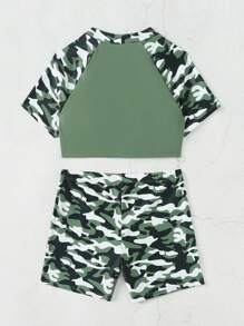 SHEIN Swim Ladies' Camouflage Print Bikini Set Summer Beach - Multicolor - View 5