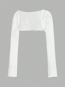 SHEINNeu Kawaii Ballet Lace Long Sleeve Summer Crop Tops - White - View 3