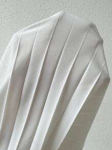 Rafferiza 纯色不对称下摆褶皱拼接连衣裙长款女装 - 白色 - 查看 6