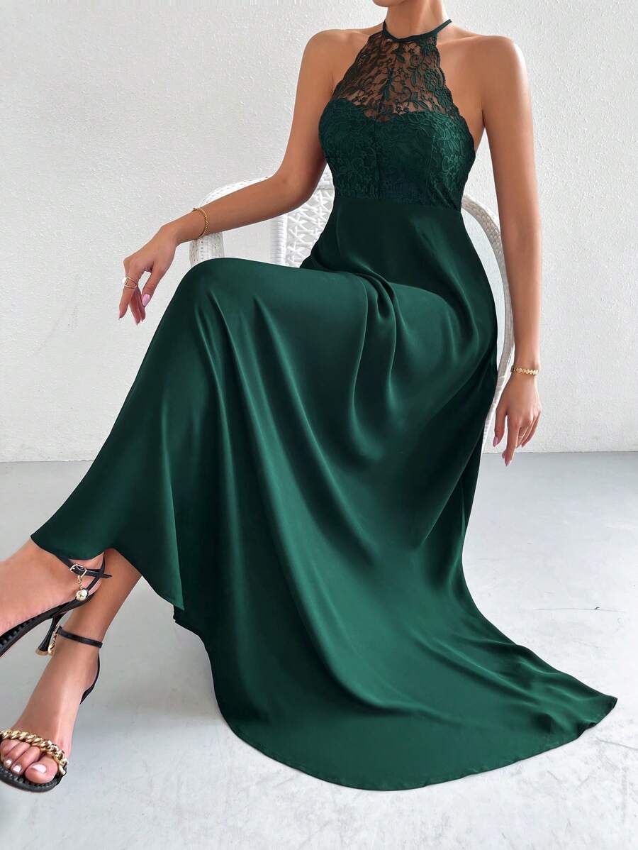 SHEIN Belle 女士優雅刺繡裝飾胸前連衣裙