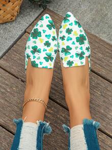 Kích thước lớn 35-45 Mùa xuân/Mùa hè Thời trang Ngọt ngào Pointed Toe Mules phẳng Với Bản in lá Đối với phụ nữ - Nhiều màu - Xem 5