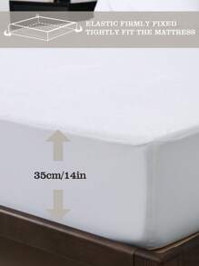 1pc Waterproof Mattress Protector, Soft Comfortable Breathable Solid Color Bedding Mattress Cover Assembly, For Bedroom Guest Room Dormitory Hotel, Waterproof And Super Soft Breathable Mattress Cover For Comfort And Protection, Machine Washable - White - View 4