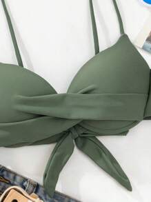 Swim Basics 夏日海滩扭纹聚拢比基尼上衣