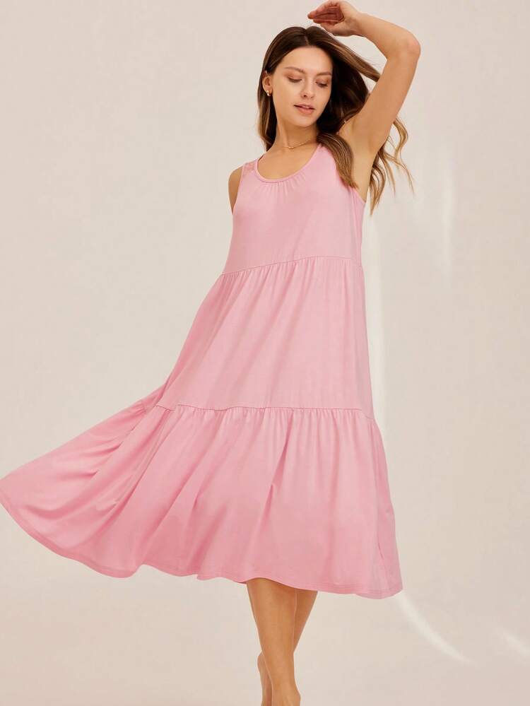 Super Soft TENCEL™ Modal Long Pink Night Dress Women Pajamas Lingerie As Outerwear