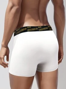 Men's Low Rise Boxer Briefs With Letter Elastic Waistband - White - View 2