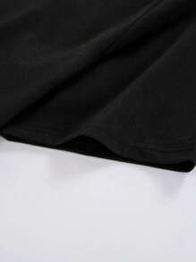 Manfinity Dauomo Men's Round Neck Short Sleeve T-Shirt With Teeth & Letter Print - Black - View 3