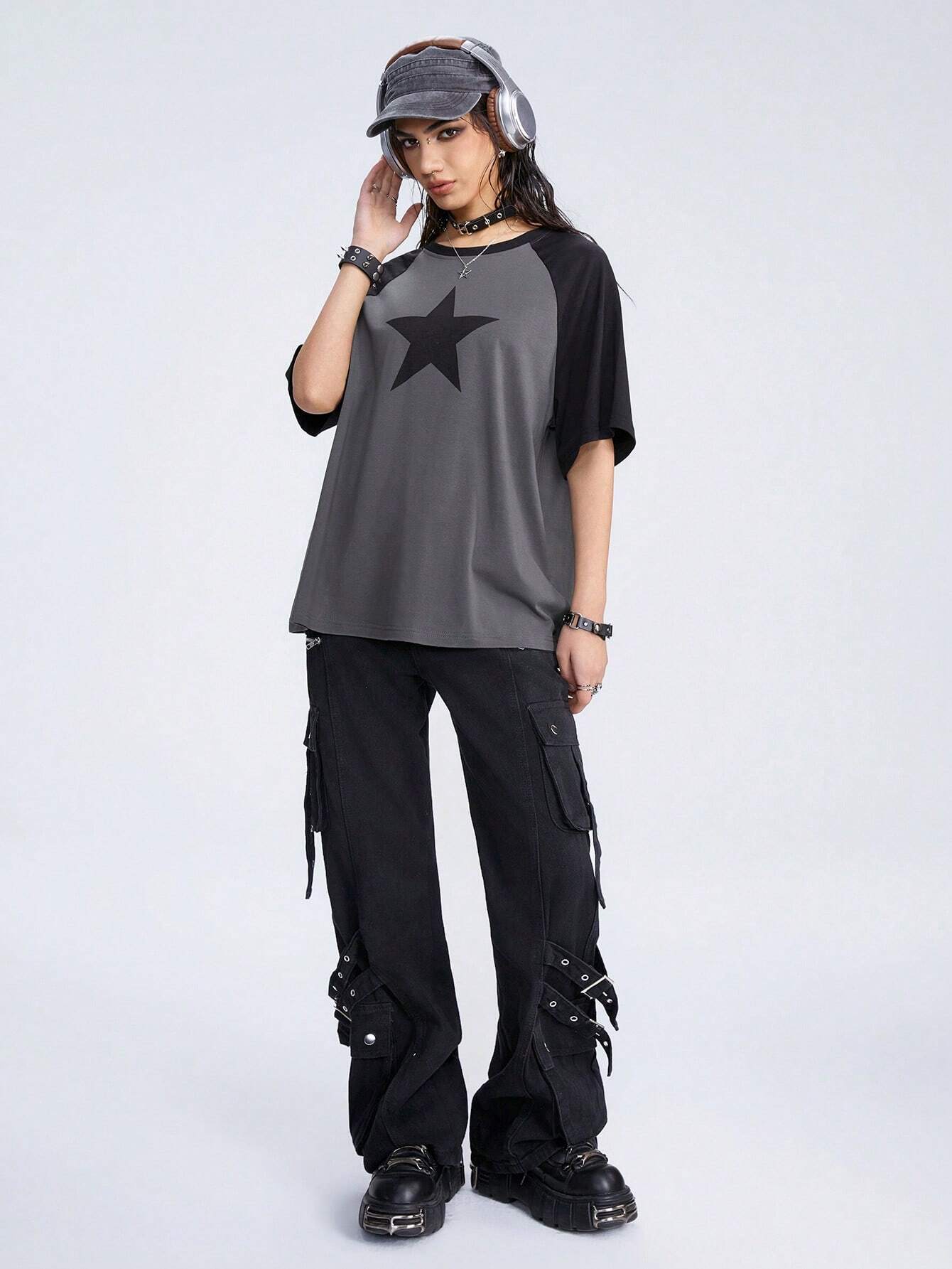 ★CPGN STUDIO_COMPAGNO★ Hoppy raglan block knit charcoal MUSINSA | CPGN STUDIO Hoppy Raglan Block Knit Charcoal