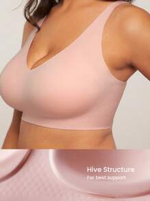 LUVLETTE Dream Curve 2ndSkin 粉色无线无缝低胸休闲 T 恤内衣可作为外穿文胸粘性基本款 SizeFreedom 文胸隐形内衣舒适必备品也适合青少年女孩和儿童 - 淺粉色 - 查看 6