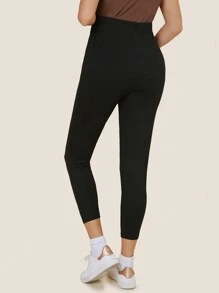 SHEIN Maternity Adjustable Waist Leggings - Black - View 3