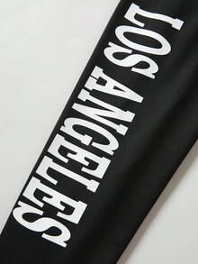 男童字母印花運動褲 - 黑色 - 查看 3