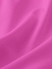 EMERY ROSE Solid Color Button-Trimmed V-Neckline A-Line Dress With Asymmetric Hem
