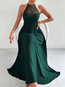 SHEIN Belle 女士優雅刺繡裝飾胸前連衣裙