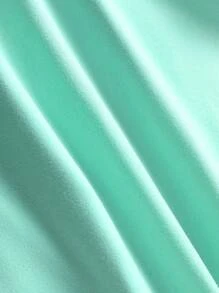 Camiseta de manga corta y pantalones cortos con bloques de color y estampado de letras para niña joven - Verde - Ver 4