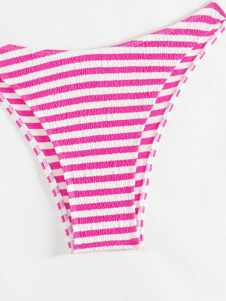 Women's Stripe Halter Neck Tied Bikini Set Summer Beach