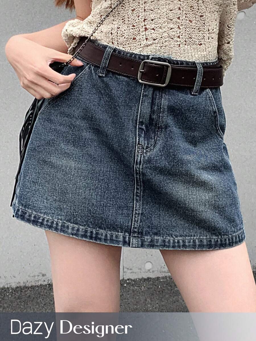 Dazy Designer 女式休闲牛仔迷你裙、短裤 - 藍色 - 查看 1