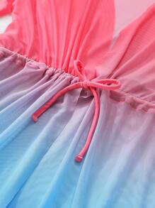 Teen Girls' Gradient Drawstring Waist Bikini Set 3pcs Set, Bathing Suit Beach Outfit Summer Vacation - Multicolor - View 2