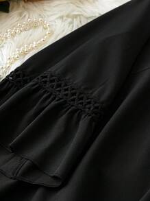 SHEIN LUNE Vestido Negro Suelto De Talla Grande Y Simple Para Mujer - Negro - Ver 5