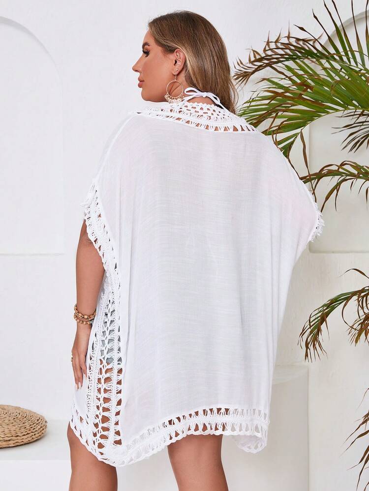 Plus Size V-Neck Casual Hollow Knitted Top