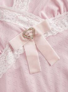 ROMWE Kawaii 可爱甜美蝴蝶结装饰 Himekaji 对比蕾丝娃娃装 T 恤