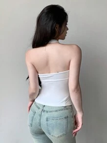 DAZY 女士夏季方領純色領口背心,適合休閒穿著