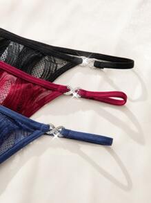 7pcs/Set Lace & Mesh Splice G-String Sexy Lingerie, Rave