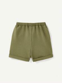 Cozy Pixies Conjunto de 2 piezas para bebé niño con parte superior de manga corta cuello redondo con estampado de oso de dibujos animados y shorts deportivos informales