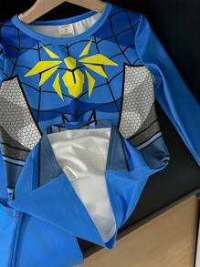 SHEIN Tween Boy Cute Cartoon Spider Printed 2pcs Snug Fit Pajama Set - Multicolor - View 5