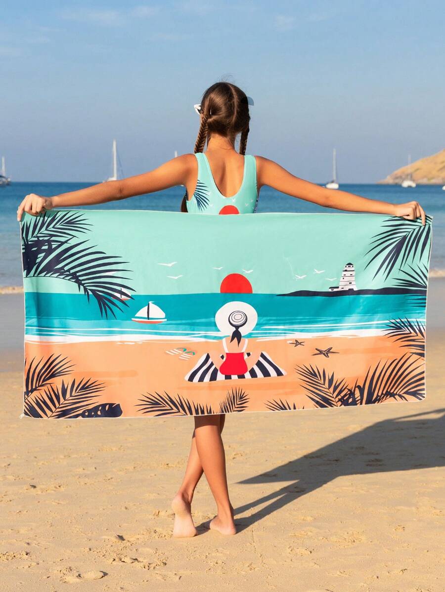 Teen Girl Beach Style Printed Kimono Cardigan For Summer - Multicolor - View 1