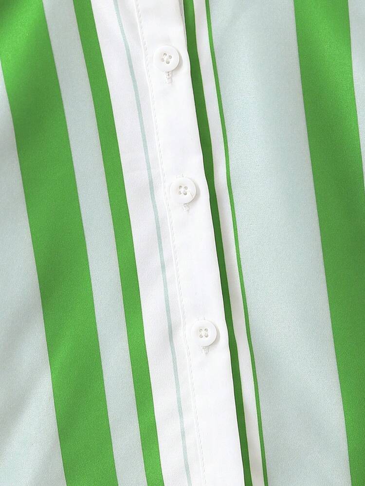 Baby Boy Color Block Striped Short Sleeve Button-Front Shirt And Shorts