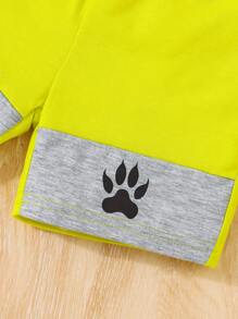 SHEIN Set estivo bambino ragazzo con maglietta a maniche corte con disegni a cartoni animati e pantaloncini - Giallo - Visualizzare 3