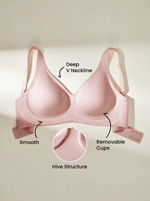 LUVLETTE Dream Curve 2ndSkin 粉色无线无缝低胸休闲 T 恤内衣可作为外穿文胸粘性基本款 SizeFreedom 文胸隐形内衣舒适必备品也适合青少年女孩和儿童 - 淺粉色 - 查看 3