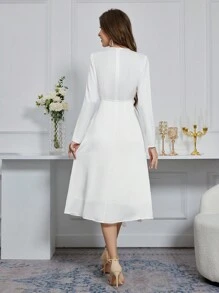 Modelyn Women's Floral Print Round Neck Long Sleeve Dress