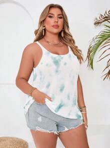 SHEIN VCAY Plus Size Tie Dye Casual Knit Top - Multicolor - View 3