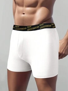 Men's Low Rise Boxer Briefs With Letter Elastic Waistband - White - View 3